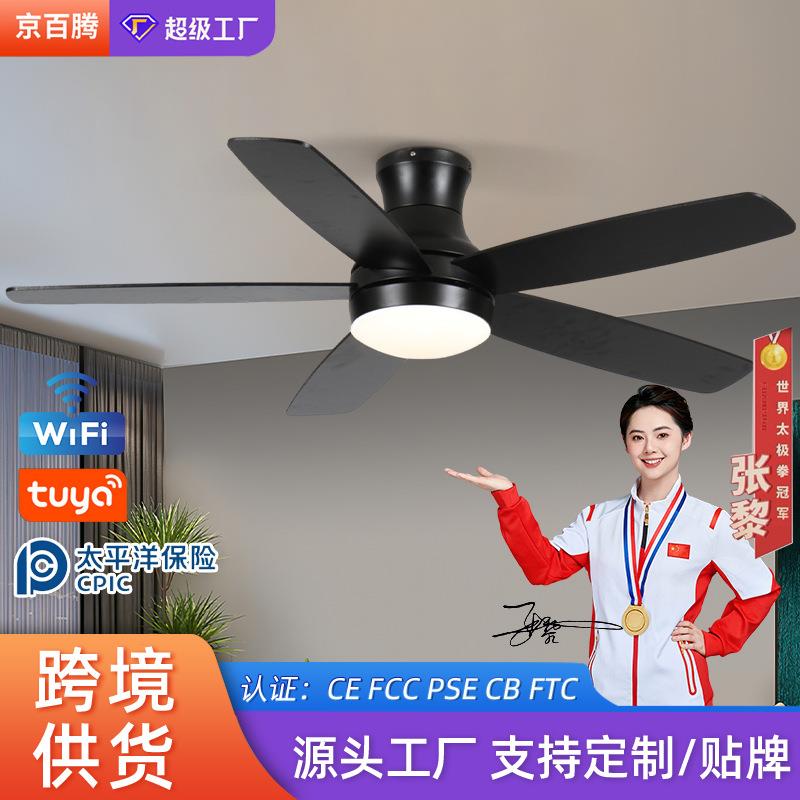 客厅吸顶风扇灯低楼层静音变频餐厅吊扇灯卧室风扇吊灯中山风扇灯
