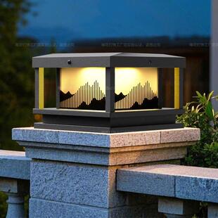 青山阁太阳能柱头灯大门口两侧柱子灯庭院别墅户外防水围栏围墙灯