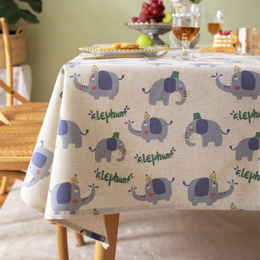 可爱风兔子大象鸭子棉麻环保幼儿园活性印花餐桌布茶几布桌布定制,居家布艺,桌布,淘宝优惠券,粉丝福利购,淘宝优惠卷