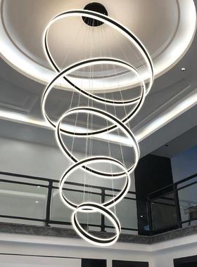 新款别墅复式楼客厅大吊灯挑空小loft公寓中空大厅灯现代简约极简