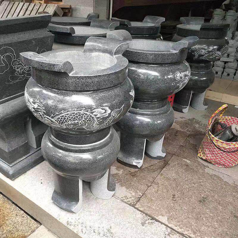 惠安石雕天然青石香炉家居龙凤石鼎寺庙镇宅祠堂原石圆炉供奉摆件