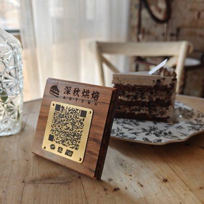 木质收付款二维码收钱牌定制展示牌收银摆台高级添加好友微信牌子