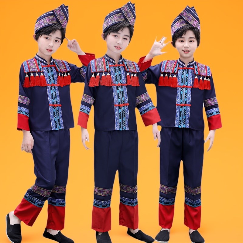 儿童民族服男女童广西壮族三月三演出服苗族黎族彝族侗族表演服装