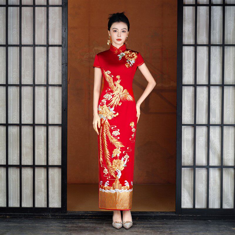重工盘金绣新娘敬酒服婚礼婚服回门礼服新婚宴礼服定制中式新旗袍