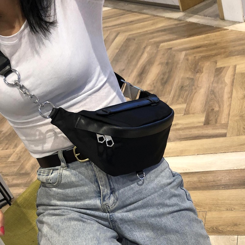 牛津布女包2020新款配真皮单肩小挎包女时尚百搭女士多用胸包小号