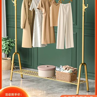 晾衣架落地折叠室内晒衣架阳台卧室挂衣架子家用简易单杆式 衣帽架