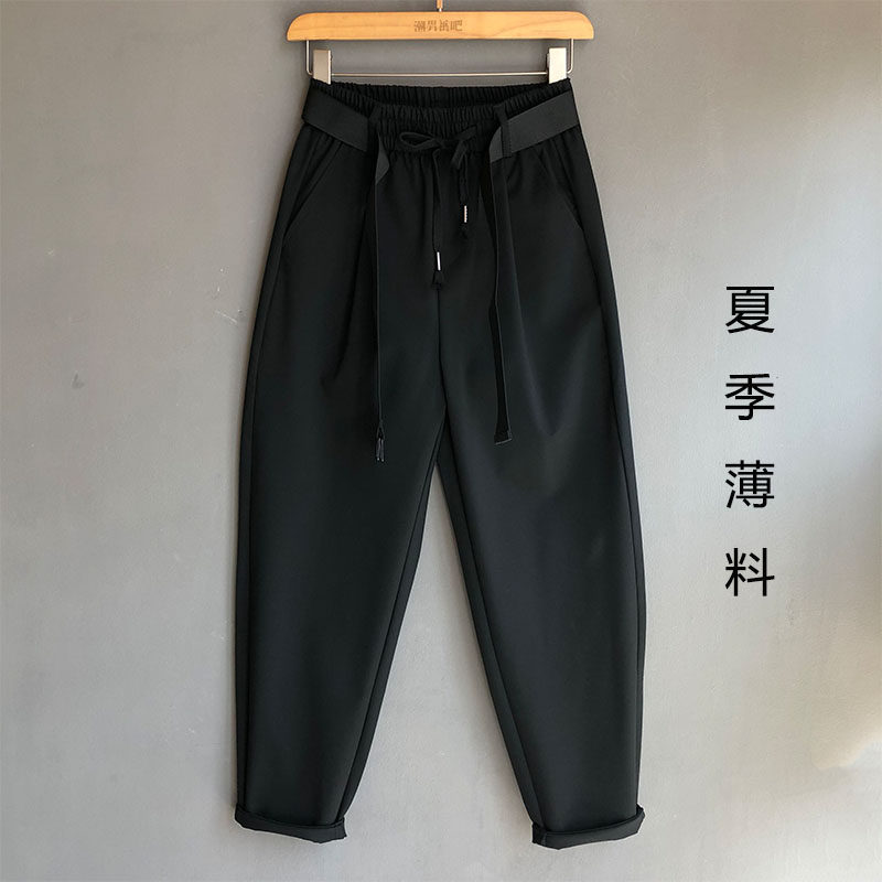 休闲西裤男士2021夏季薄款宽松百搭韩版潮流哈伦裤男发型师九分裤