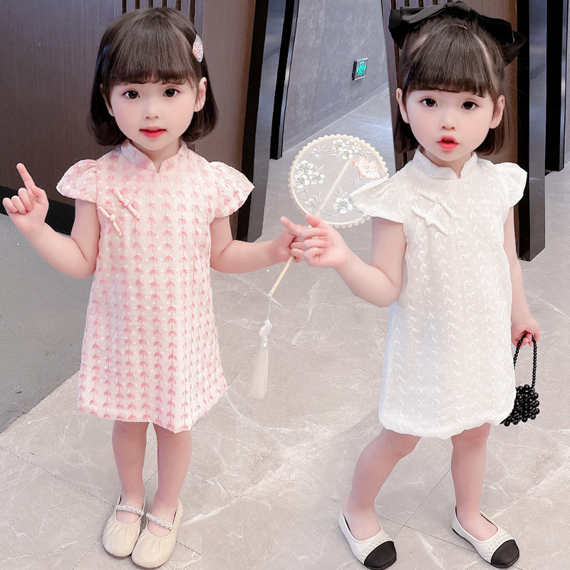 女宝宝夏装洋气连衣裙2022儿童改良旗袍公主裙夏季女小童网纱裙子