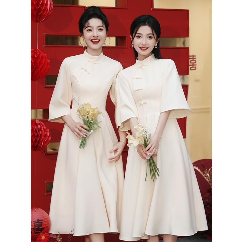 新中式旗袍伴娘服2025新款姐妹团礼服裙女平时可穿小个子夏季显瘦