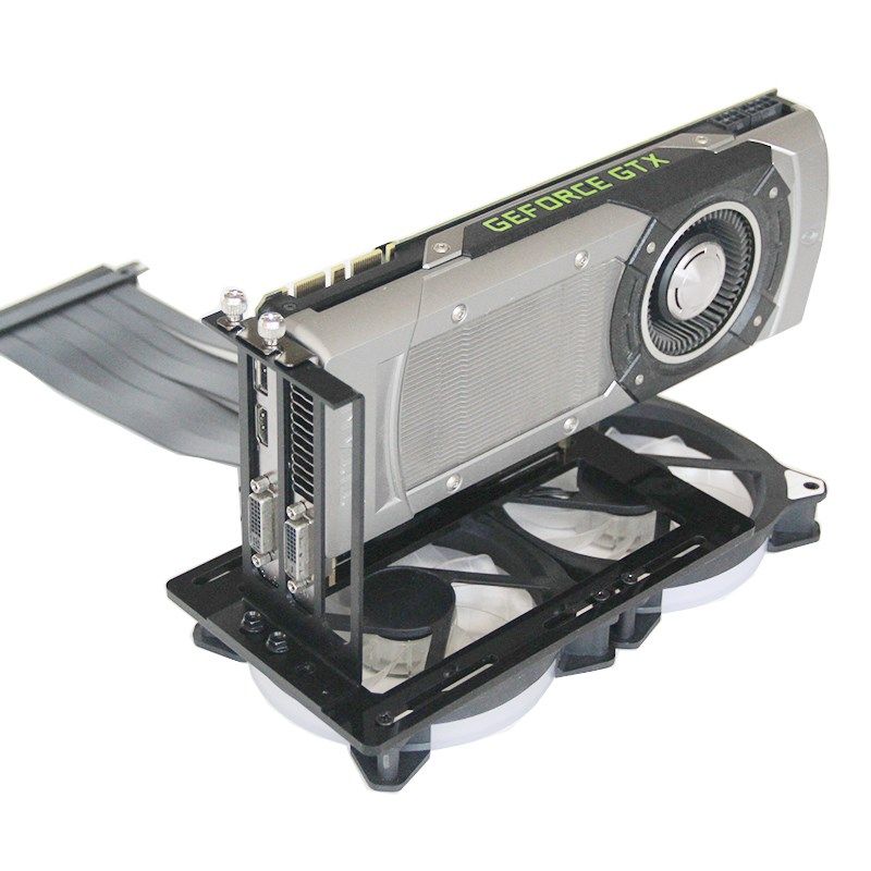 新品台式机竖装显卡散热支架4090支持机箱底部风扇位安装显卡转向