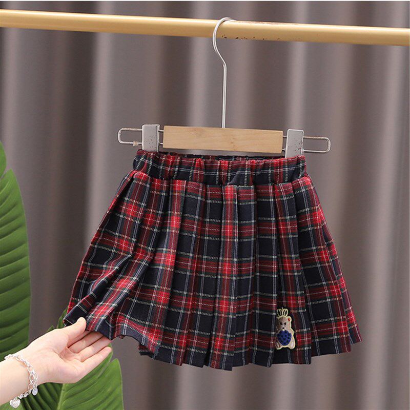 女童半身裙2022秋冬新款女宝宝学院风百褶裙小女孩半裙防走光裙子