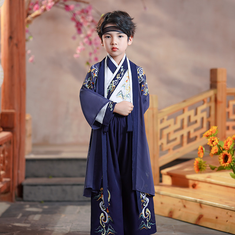 2025新款汉服男童儿童国学少爷古装演出服装唐装超仙中国风春秋款