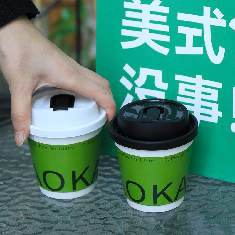 一次性咖啡杯带盖耐高温奶茶杯批B发商用热饮外带外卖杯打包杯纸