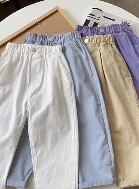 儿童棉质防蚊裤男童春秋裤子宝宝宽松长裤女童棉麻休闲哈伦裤夏季