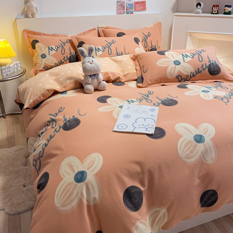 秋冬季加厚纯棉磨毛四件套全棉100床笠床单人被套罩三件套床上用