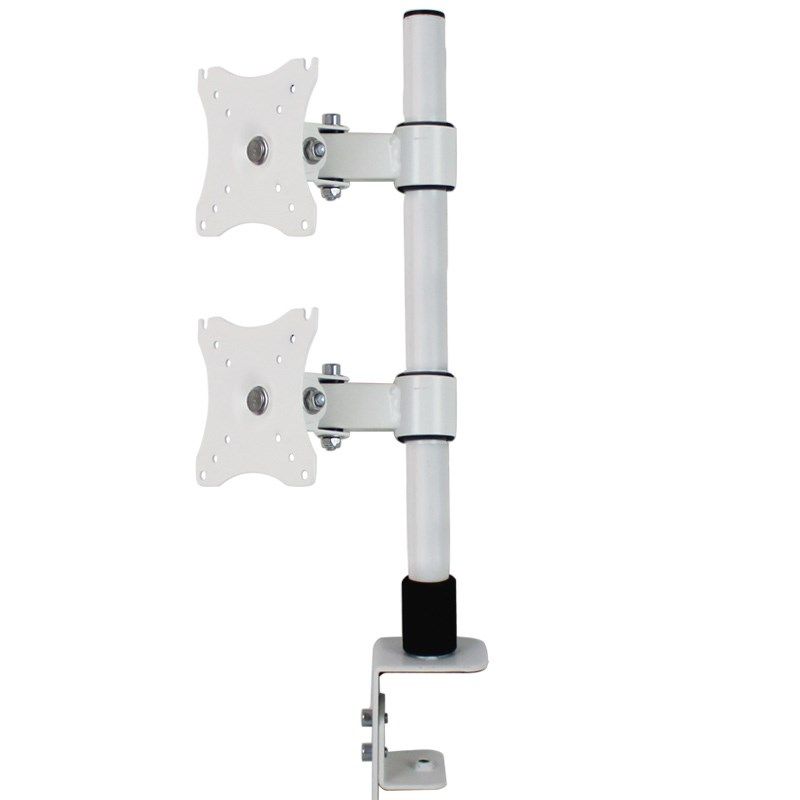 白色双屏显示器支架高低可调桌面夹持电脑增高底座17-24寸通用