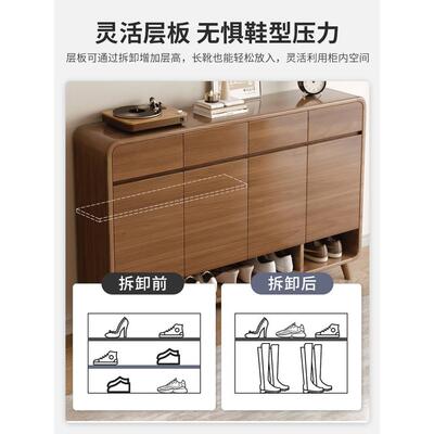 实木鞋柜家用门口大容量玄关柜一体2023新款爆款楼V道外收纳柜鞋