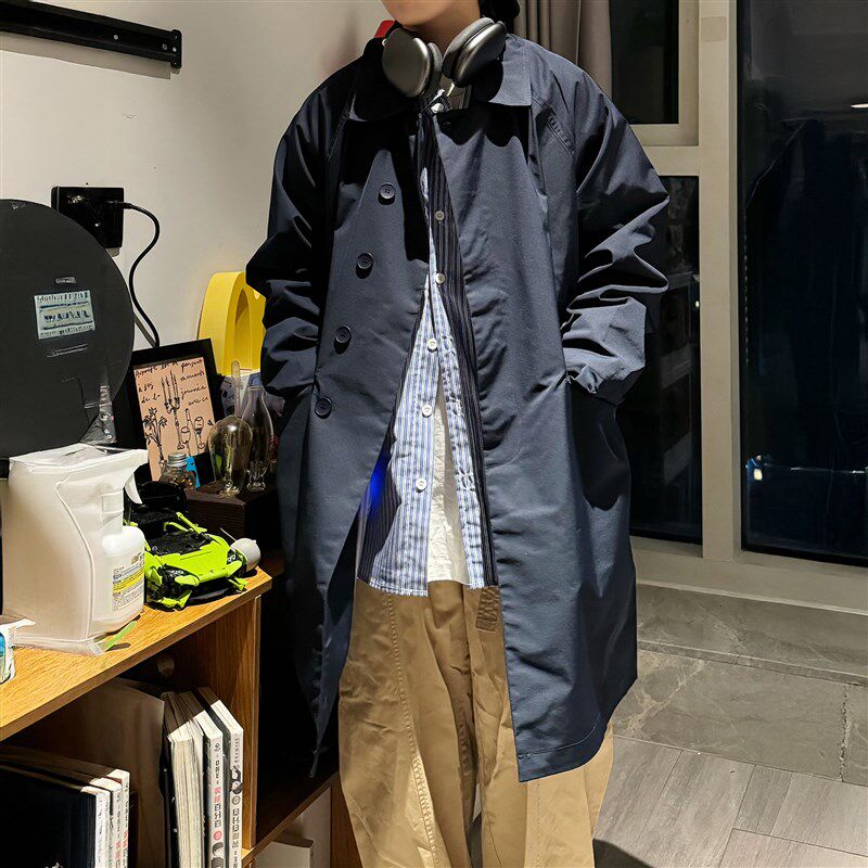 中长款风衣美系基础款休闲百搭宽松男女纯色潮流大衣秋冬高街外套