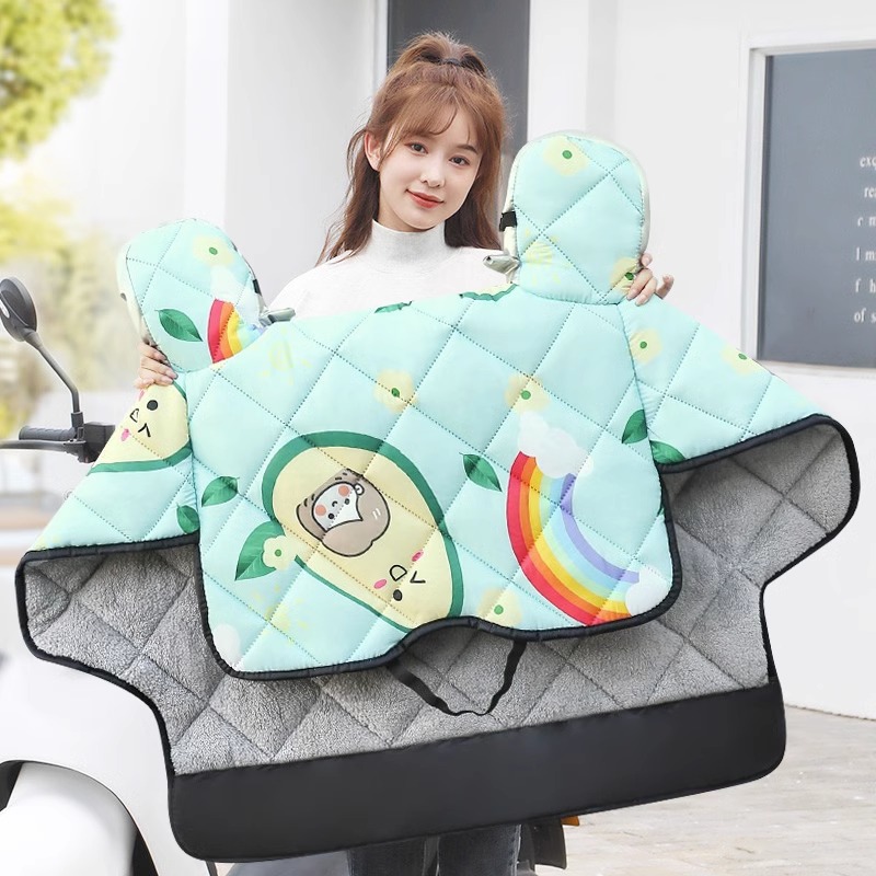 电动摩托车挡风被冬季加绒加厚防寒防水双面电车电瓶秋冬天防晒罩