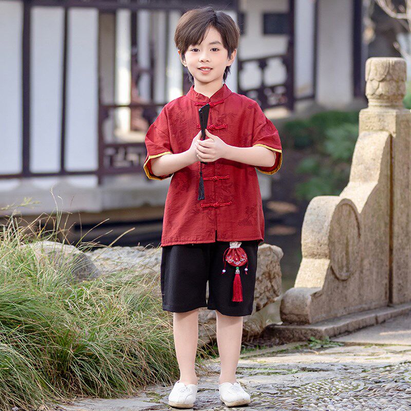 男童汉服夏季套装改良旗袍唐装六一儿童演出服中国风古装国学夏装