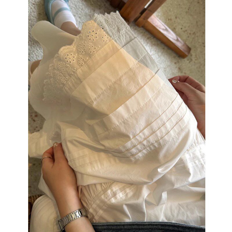 孕妇半身裙夏季外穿白色法式甜美风无托腹中长裙子高腰显瘦A字裙