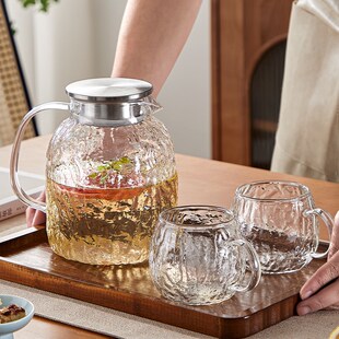 玻璃冷水壶套装h家用高硼硅凉水壶大容量客厅果汁壶凉白开装水壶