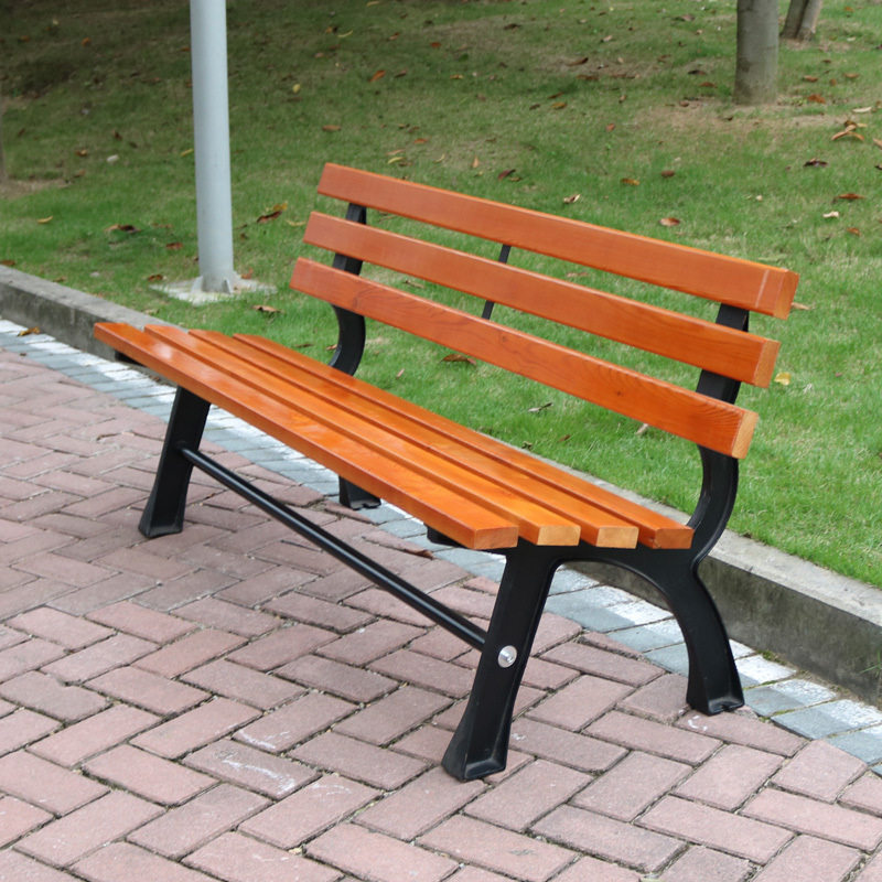 公园椅塑木户外长椅靠背休闲广场庭院椅子防腐木铁艺长条凳子实木