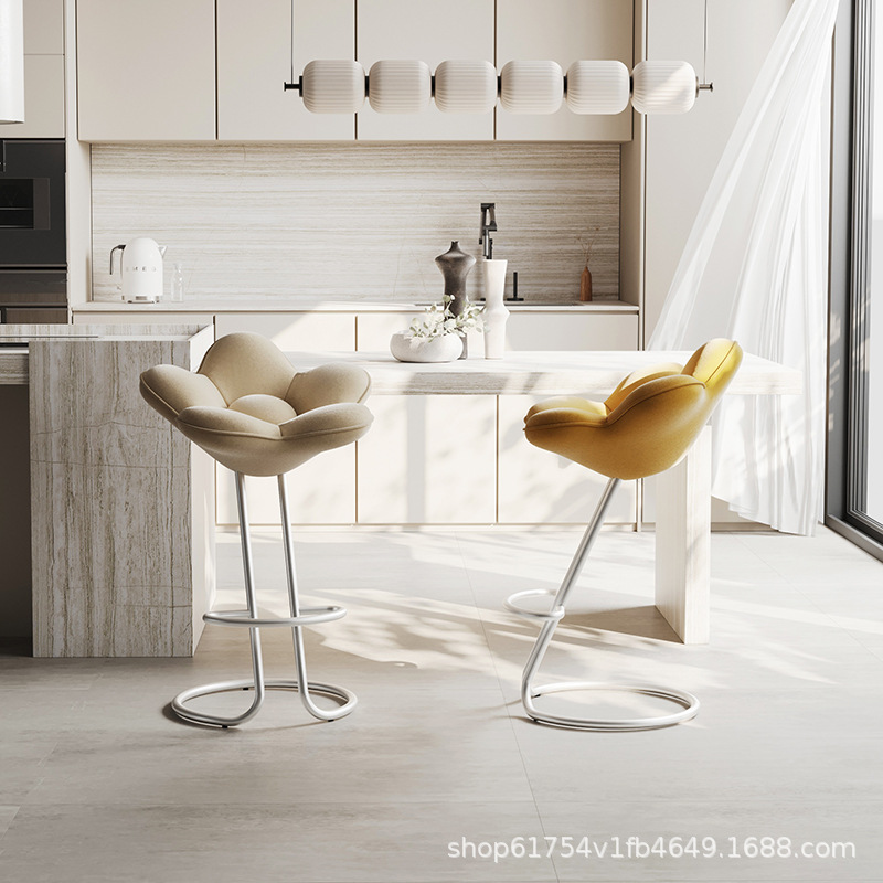 花瓣椅网红简约靠背高脚椅子设计师创意吧台椅酒吧咖啡厅岛台吧椅