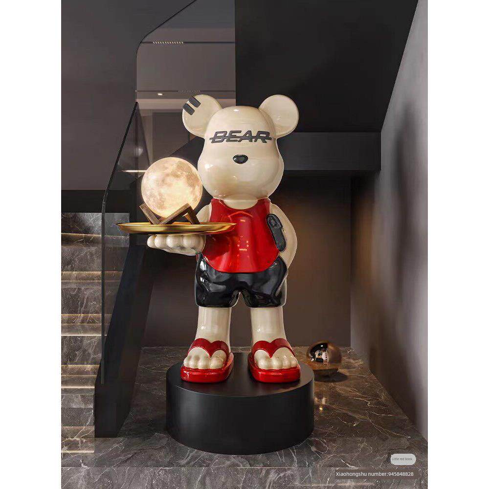 暴力熊摆件客厅落地托盘电视柜沙发旁边家居软装饰品轻奢高端
