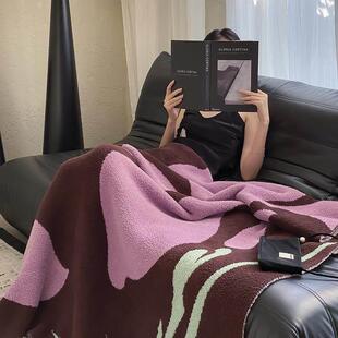 花的姿态~简约风针织提花半边绒毯子软糯四季毛毯沙发盖毯午睡毯