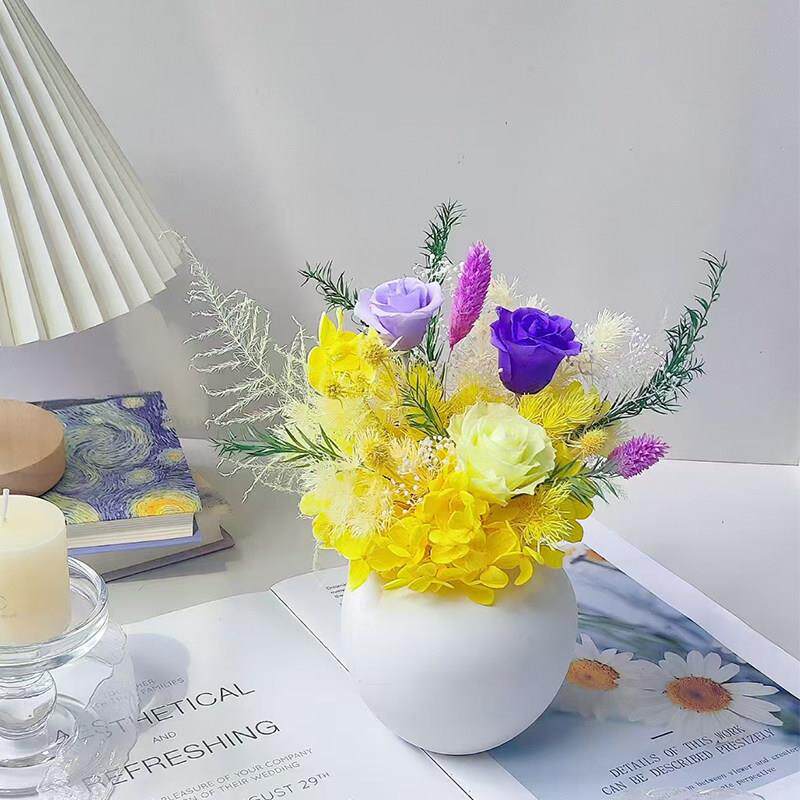 森系小花束进口永生玫瑰永生花混搭花束客厅非干花装饰摆件礼品