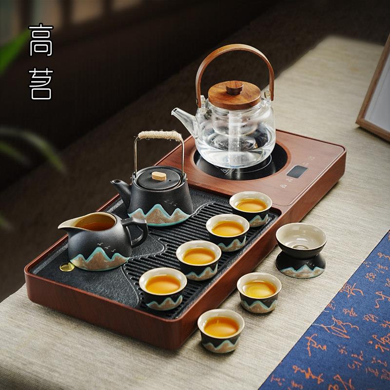 高茗功夫茶具套组家用小茶台全自动一体高档泡茶茶盘一整套带烧水