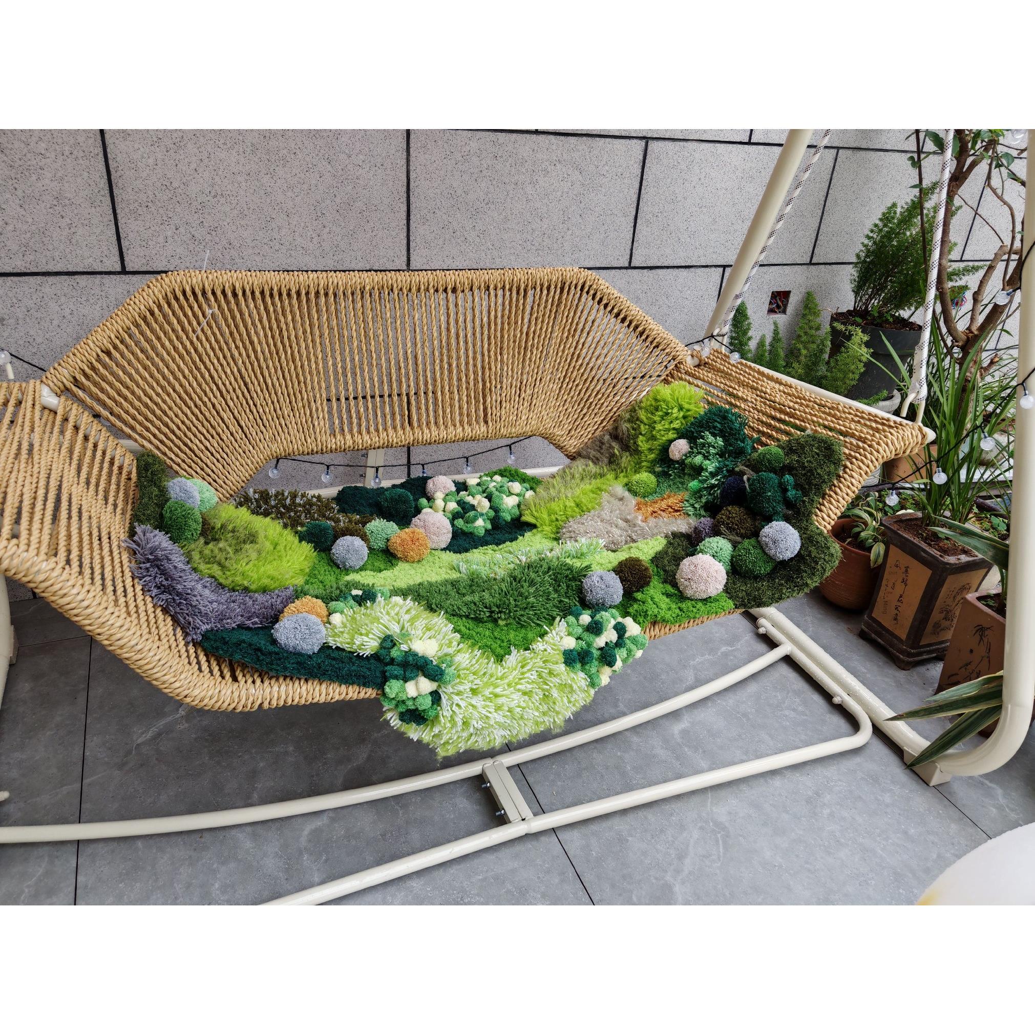 成品DIY苔藓地毯卧室客厅床边轻奢高级沙发网红绿色感毛绒