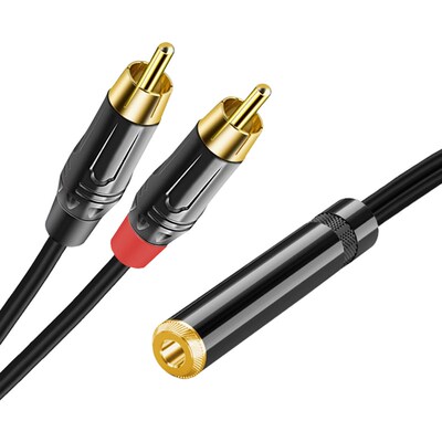 音频线65e母转双莲花635大三芯一分二转2RCA莲花头功放音响转接