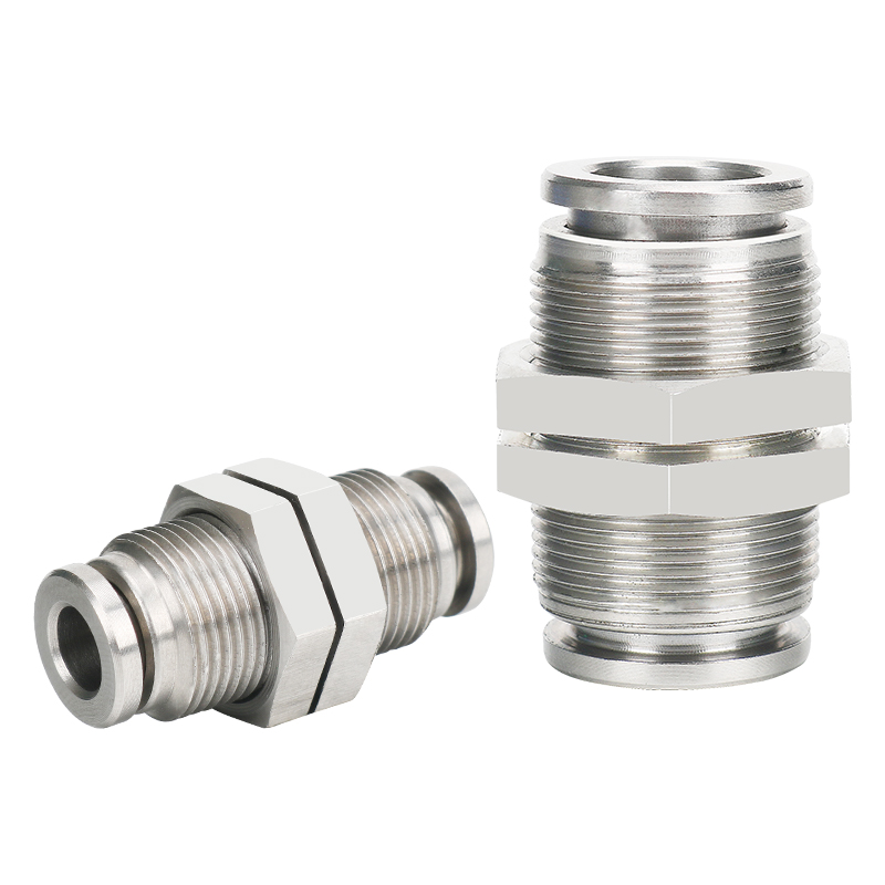 304不锈PM4/6/8/10/u12/14/16隔板直通穿板快速气管软管快插接头