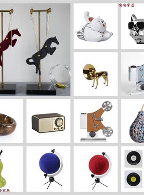 现代简约创意样板房售楼处桌面茶几书架软装饰品工艺品雕塑摆件