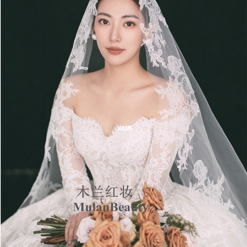 新款精致手工蕾丝花边头纱新娘结婚旅拍化妆造型摄影样Z片头饰硬