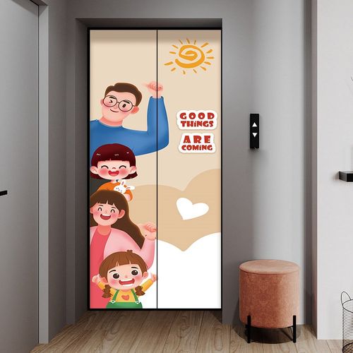 电梯门贴纸2024一梯一户门轻奢高级感贴画商场电影院门翻新自粘画