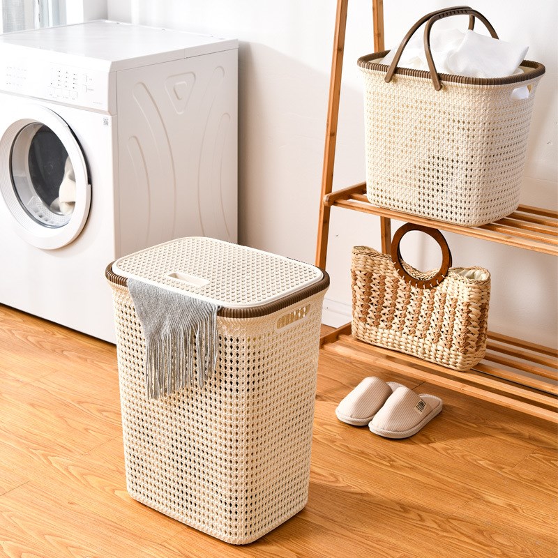 大号仿藤编脏衣篮塑料玩具换洗衣收纳脏衣服收纳筐日式编织脏衣篓