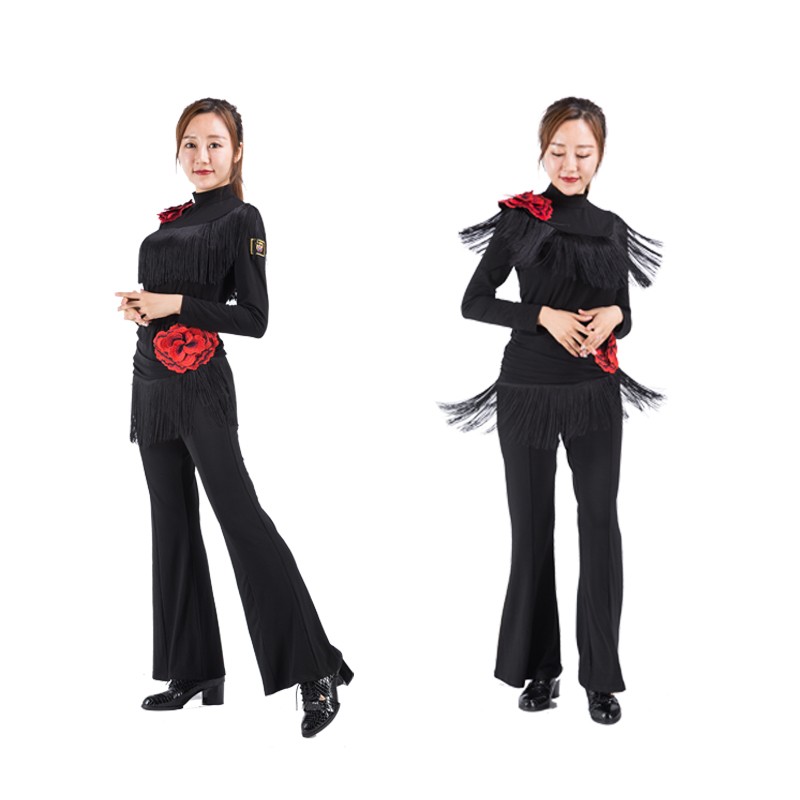 夏季水兵舞服装女拉丁q舞短袖吉特巴舞流苏上衣广场舞三步踩团队