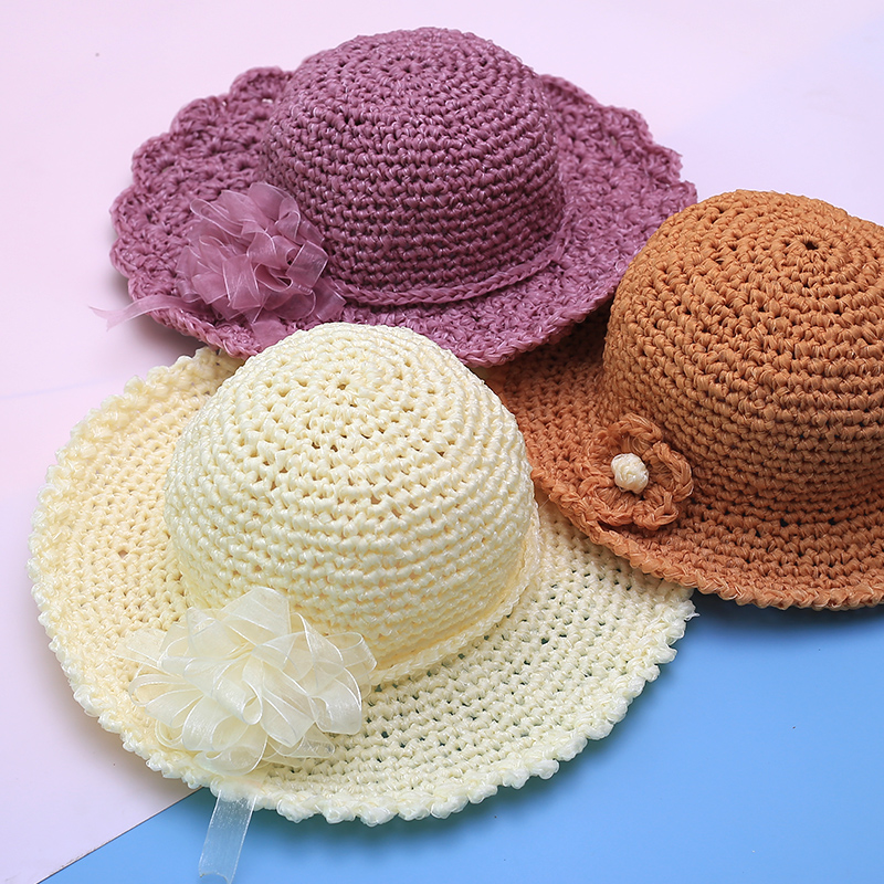 雪纺纱帽b子材料包手工diy编织勾帽子丝带套装钩针线钩织太阳帽子