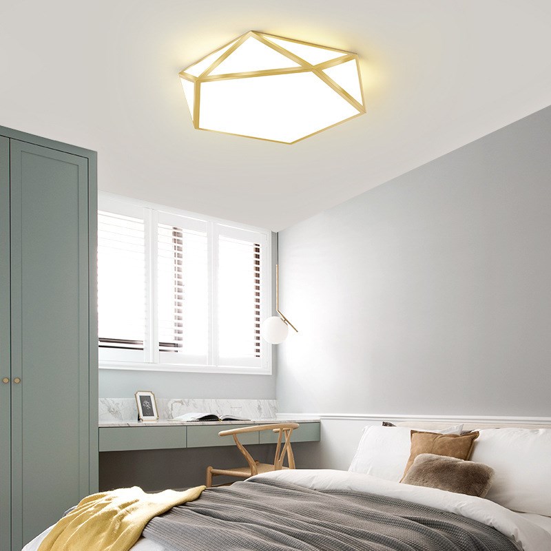 书房灯 吸顶灯led创意个性几何北欧温馨铁艺大气简约现代卧室灯具
