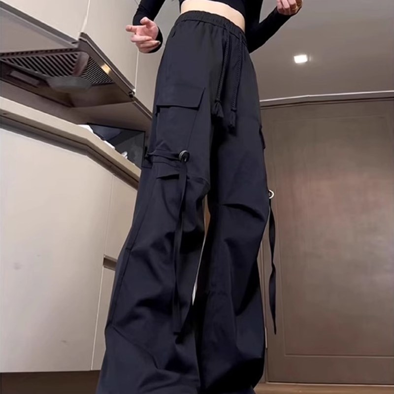 高级感工装裤子女大码胖mm显瘦梨型身材炸N街网红爆款宽松阔腿裤