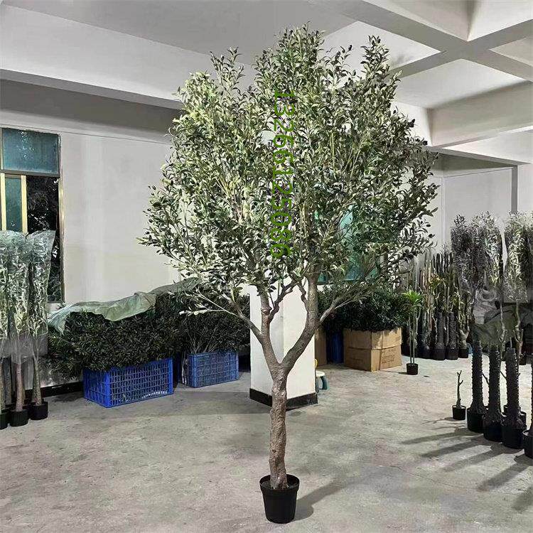 高档复古北欧仿真绿色植物盆栽橄榄树落地大型植物家居办公装饰摆