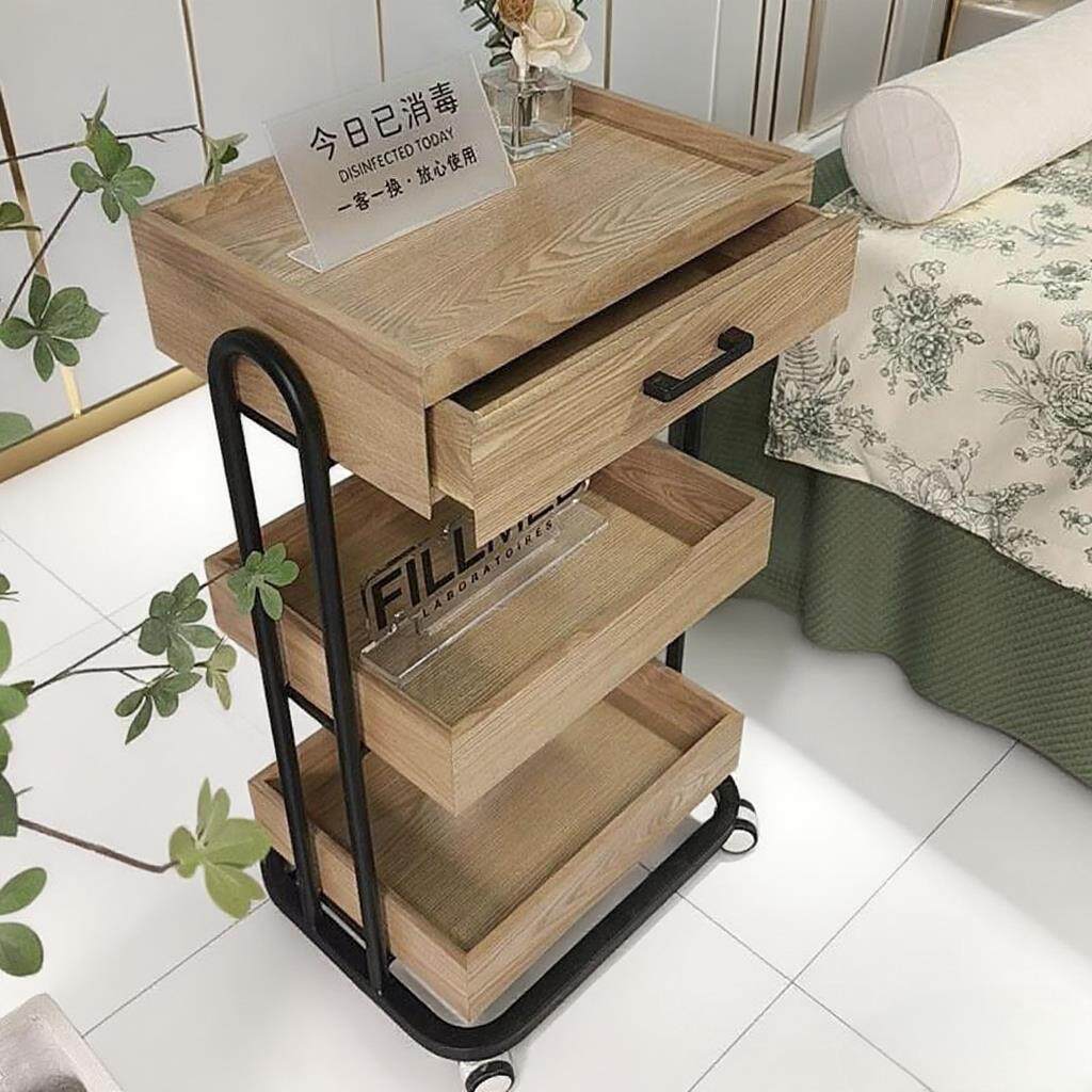 美容院新品实木高级高档小推车医美纹绣专用小推车工具防水重工艺
