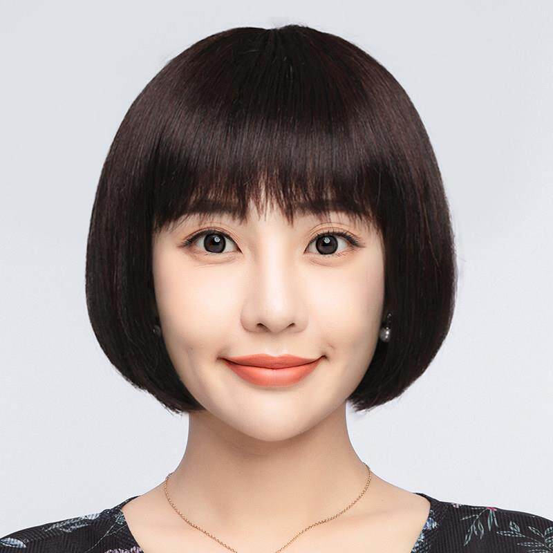假发全头套女短发真发全真人发波波头中老年女士假发套自然真头发