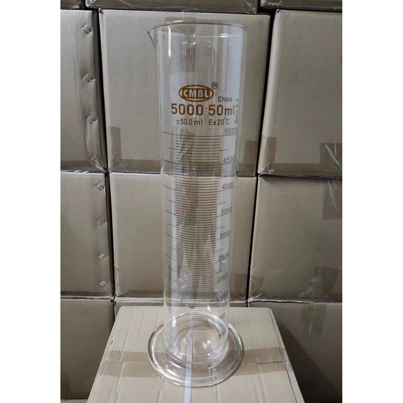 5L 5000ml玻璃量筒刻度量杯带校准证书图片