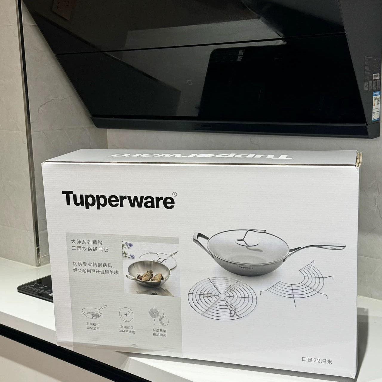 特百惠大师系列32cm不锈钢炒锅新款家用健康烹饪锅具