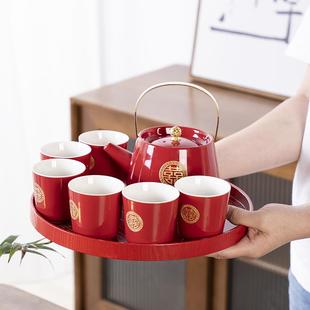 改口茶杯茶壶送新人陪嫁结婚礼物家用喜庆用品 敬茶杯结婚茶具套装