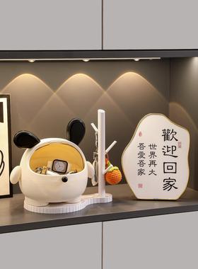 墩墩狗玄关钥匙收纳盒摆件入户门口鞋柜装饰品客厅桌面储物盒子